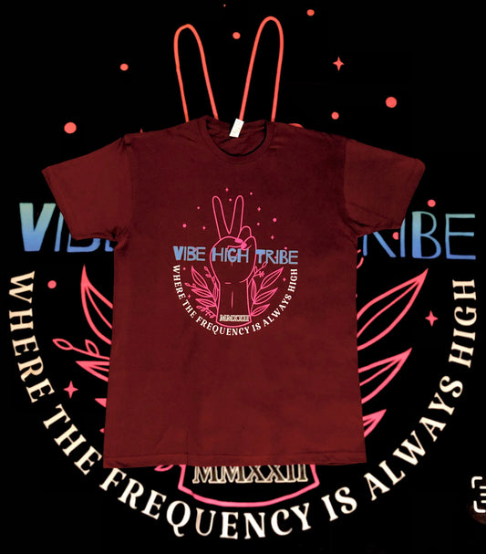 Vibe High T-Shirt Keep your frequency high by wearing Vibe High Tribe apparel unisex everyday wear T-shirts.